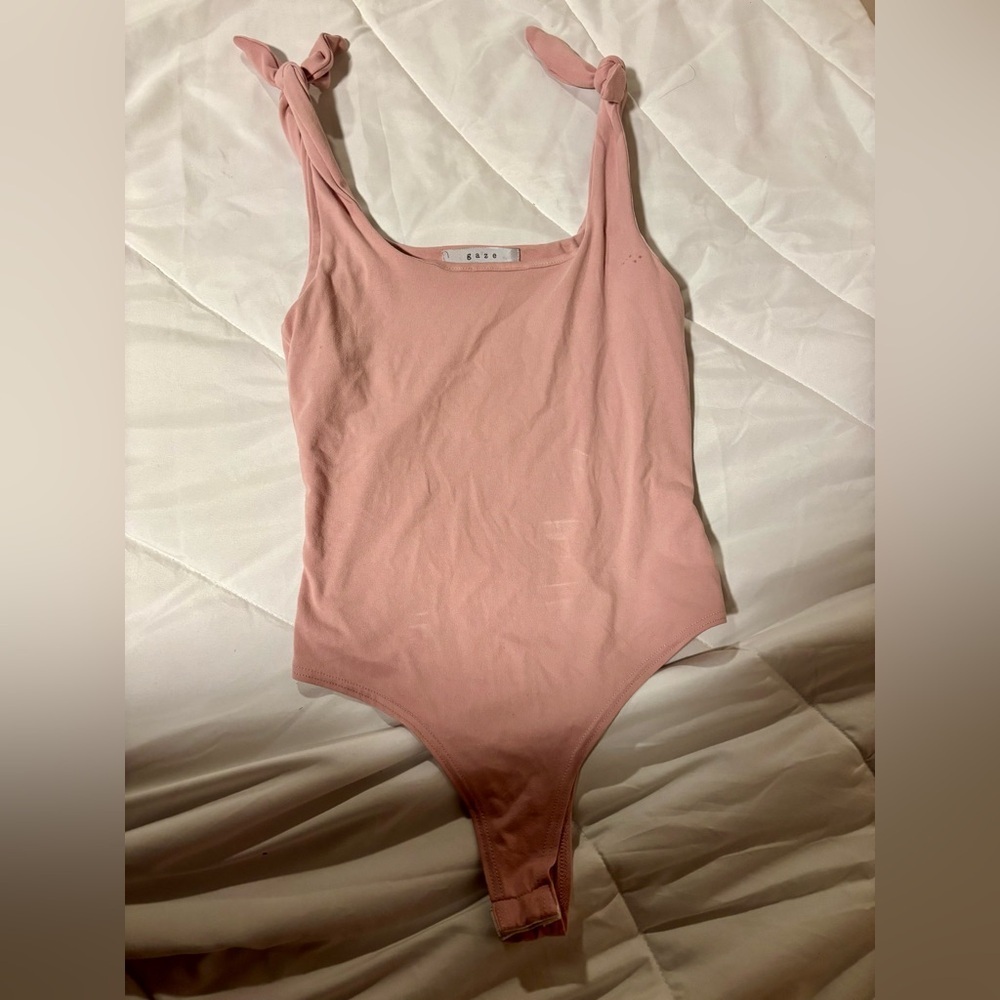 gaze Pink Tie-Shoulder Sleeveless Bodysuit size XS see pics